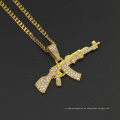 Ak 47 Gun Anhänger Männer Halskette Gold Kristall Hiphop Schmuck Günstiger Mann Design